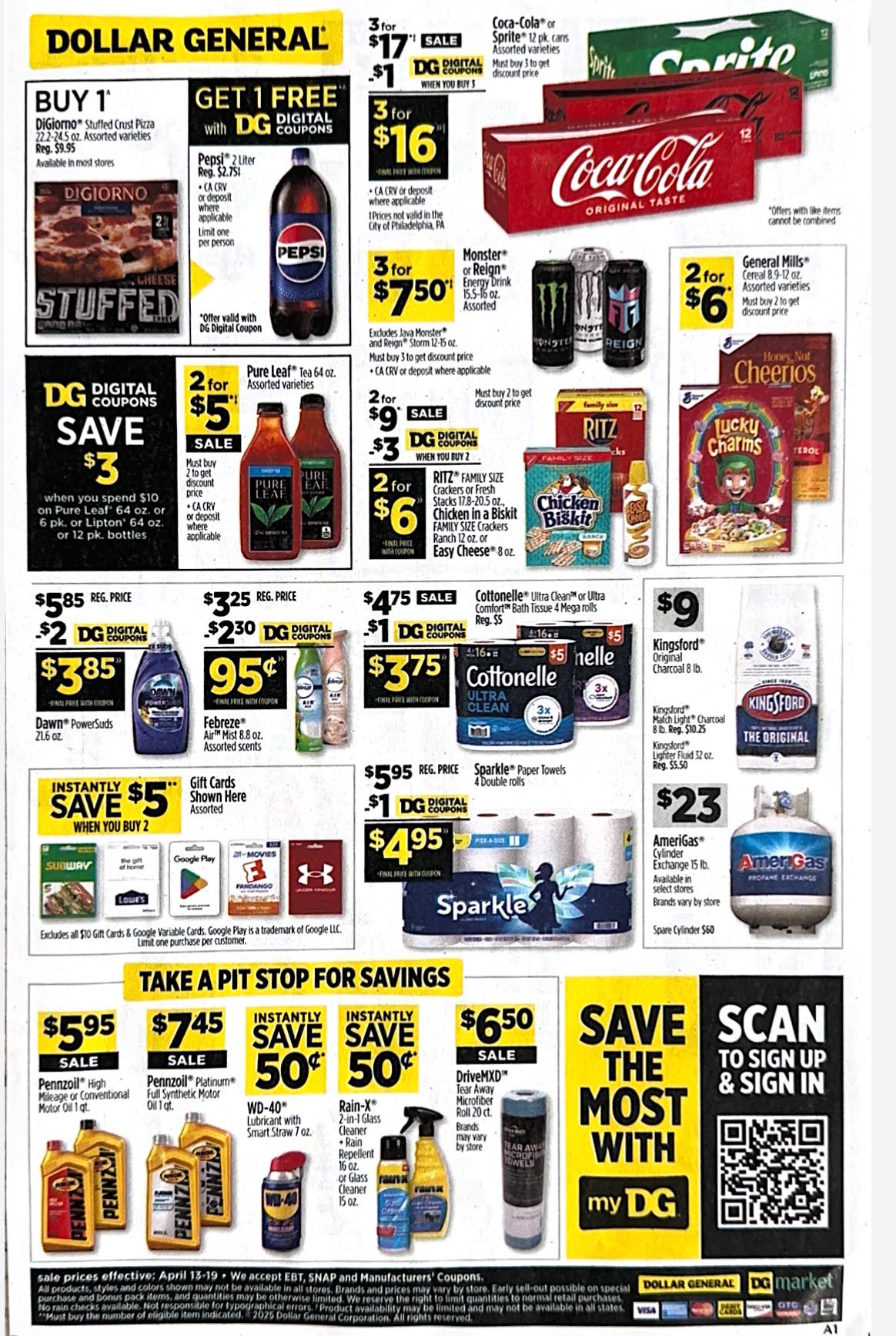 Dollar General Ad Scan for April 13–April 19, 2025.