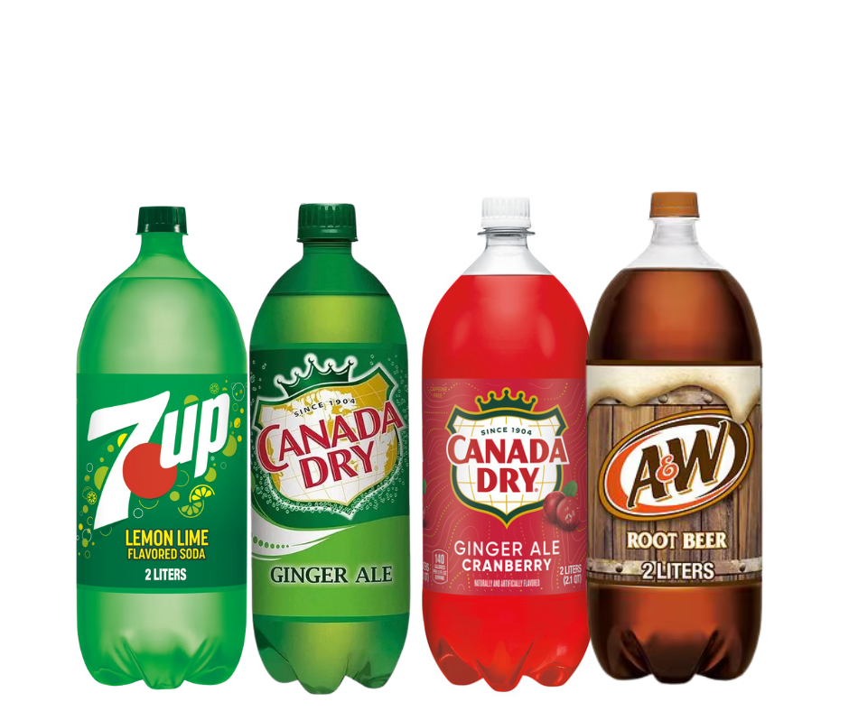 Canada Dry, 7UP, or A&W 2-Liter Bottles