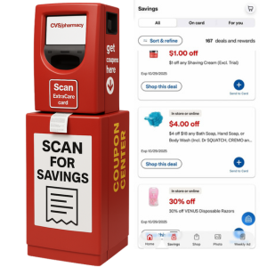 Example of CVS store coupons shown in the CVS app and kiosk