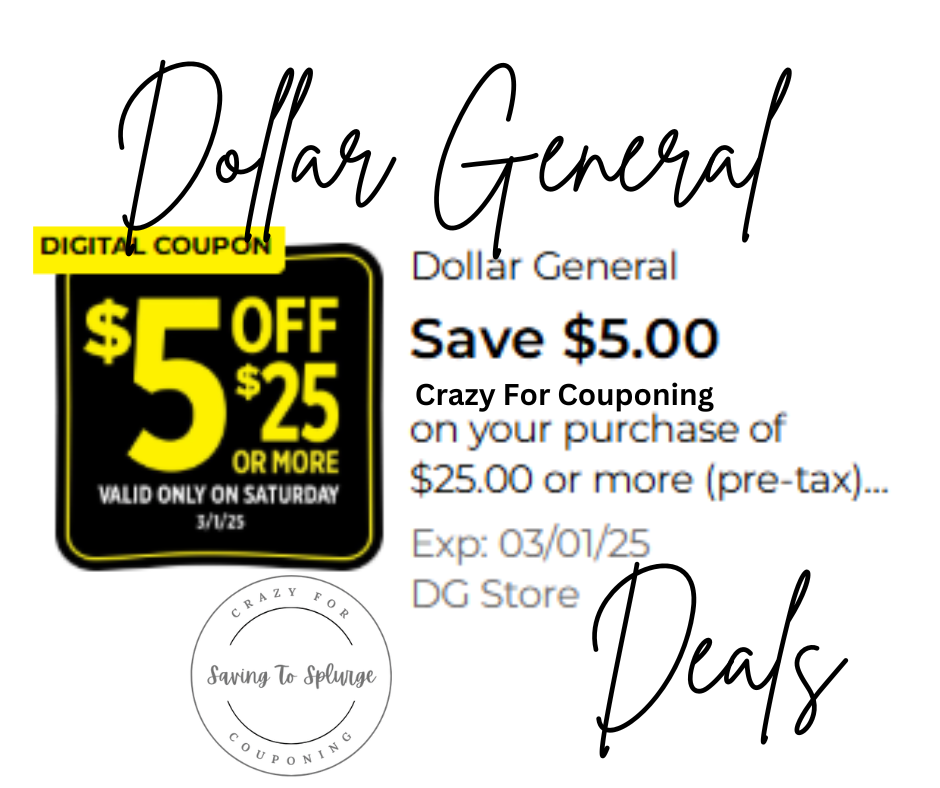 Dollar General $5.00 off $25.00 Deals For 03/01/2025
