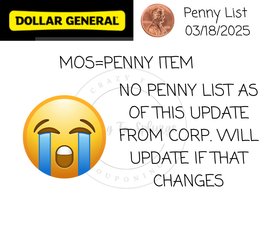 Dollar General Penny List Tuesday, March 25, 2025