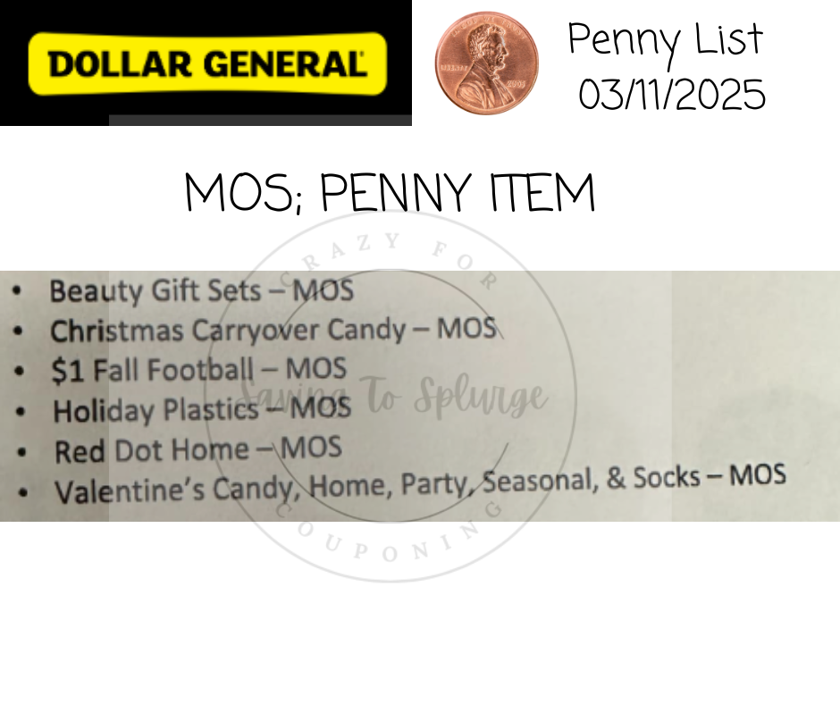 Dollar General Penny List Tuesday, March 11, 2025 (03/11/2025)