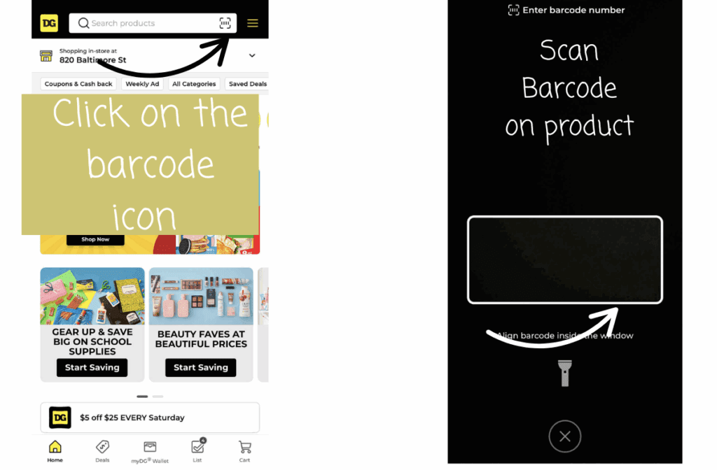 How to scan items in the Dollar General App